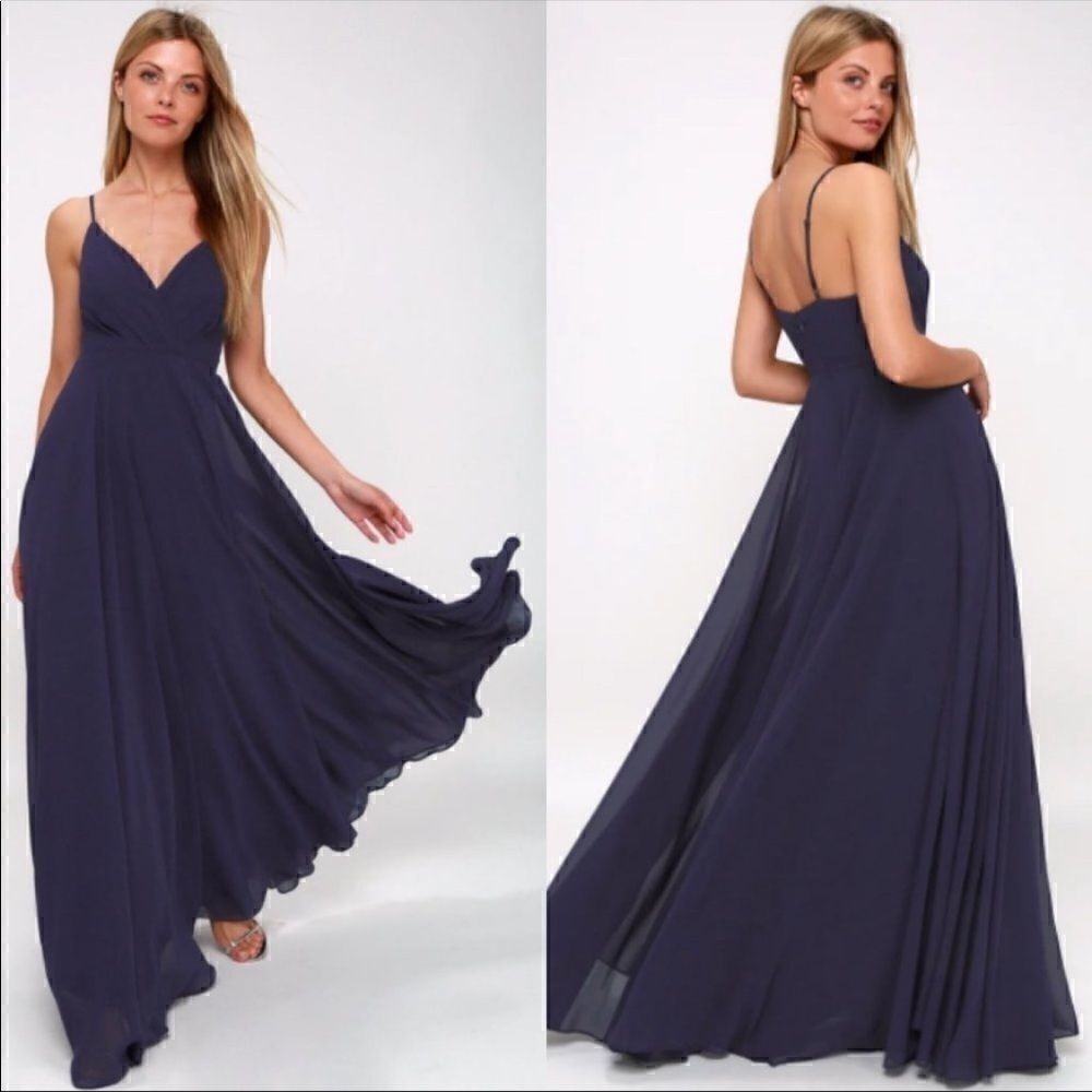 Lulus All About Love Navi Blue Maxi Dress